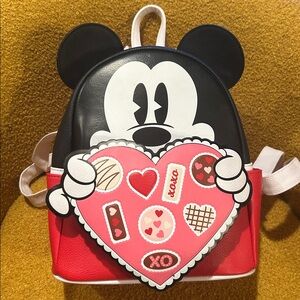 Disney Loungefly Mickey Mouse Valentine Heart Mini Backpack❤️🖤